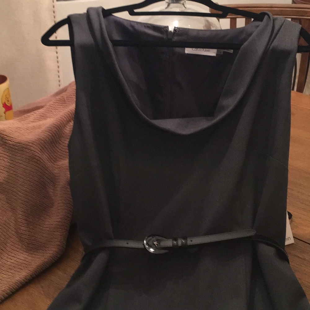 Calvin Klein Sheath with Portrait/Cowl Neck